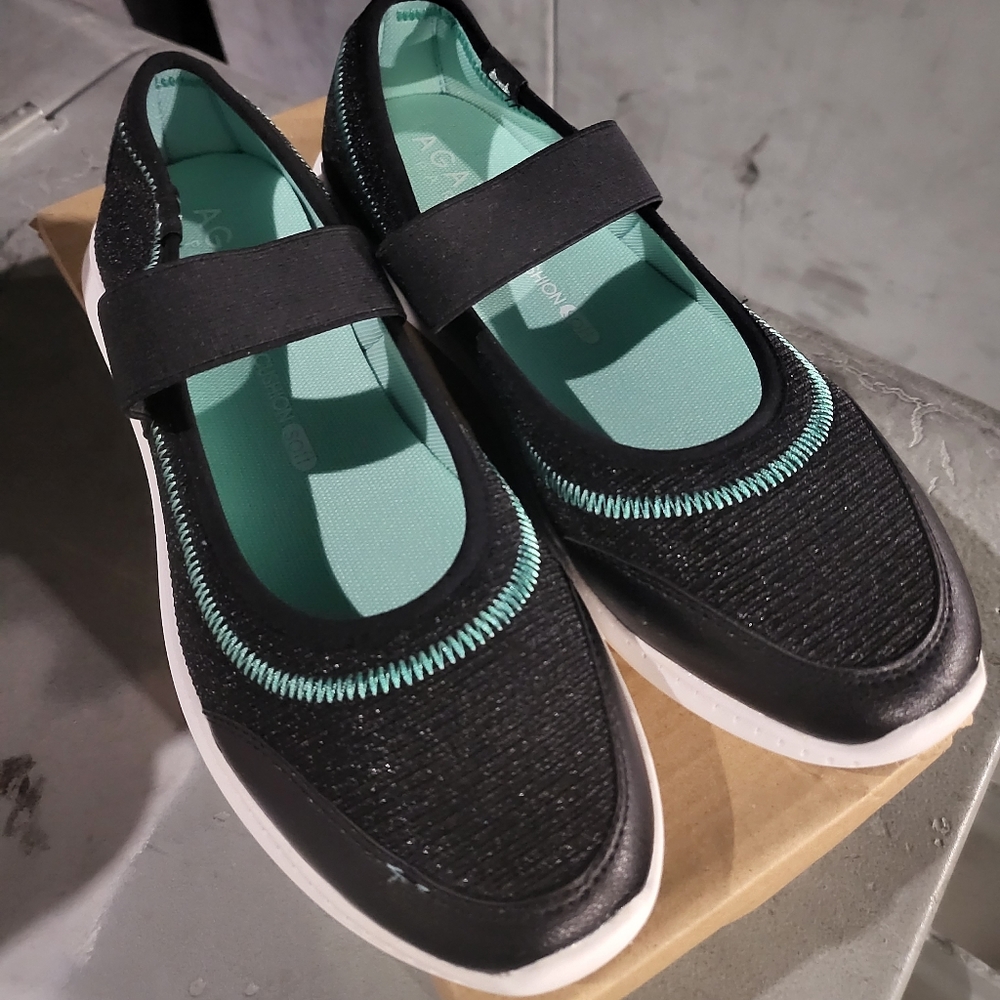 Teal and Black Slip on Sneakers
